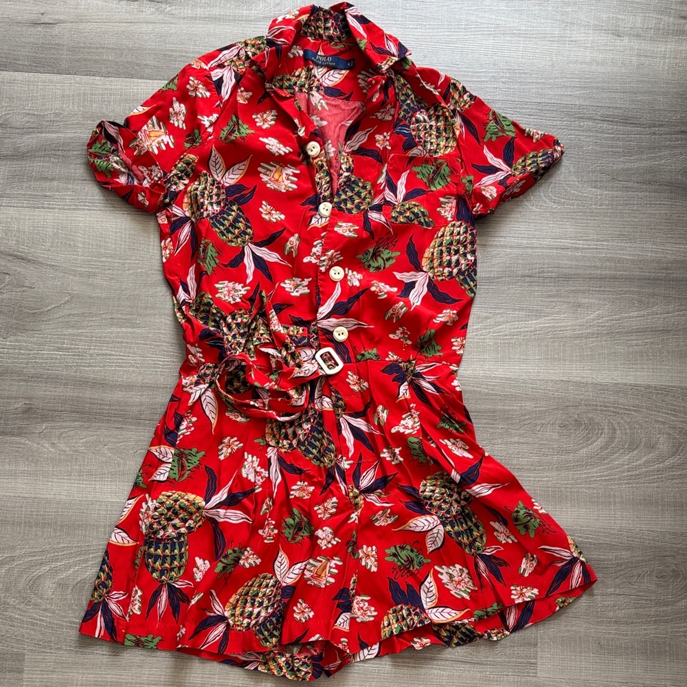 Polo by Ralph Lauren Red Floral Romper size 4